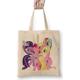 Humuts My Little Pony Birthday Açık Bej Uzun Saplı Bez Çanta