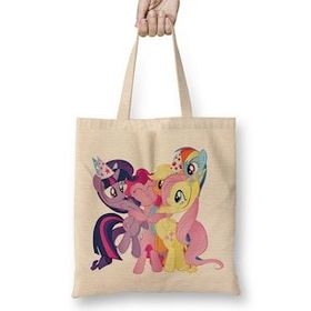 Humuts My Little Pony Birthday Açık Bej Uzun Saplı Bez Çanta