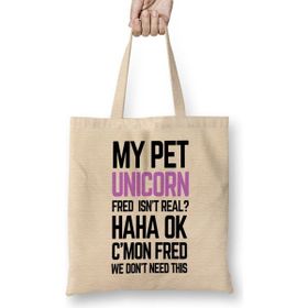 Humuts My Pet Unicorn Fred Açık Bej Uzun Saplı Bez Çanta