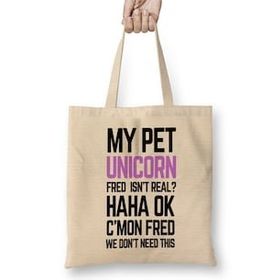 Humuts My Pet Unicorn Fred Açık Bej Uzun Saplı Bez Çanta