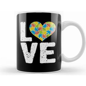 Humuts National Cute Autism Awareness Love Colorful Puzzle Heart Kupa