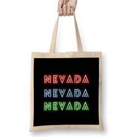 Humuts Nevada State Flag Gift - Vintage Retro Rainbow Style Bez Uzun Saplı Açık Bej Rengi Çanta