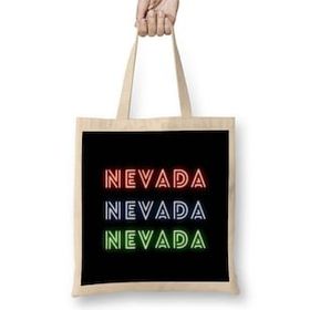 Humuts Nevada State Flag Gift - Vintage Retro Rainbow Style Bez Uzun Saplı Açık Bej Rengi Çanta