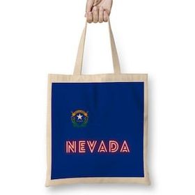 Humuts Nevada State Flag Gift - Vintage Retro Rainbow Style Bez Uzun Saplı Açık Bej Rengi Çanta