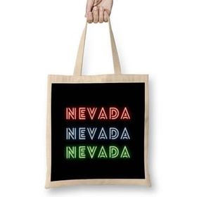 Humuts Nevada State Flag Gift - Vintage Retro Rainbow Style Bez Uzun Saplı Açık Bej Rengi Çanta