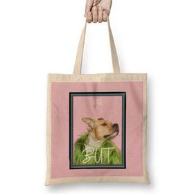 Humuts Nıce But Dog Lover Gift Bez Uzun Saplı Açık Bej Rengi Çanta
