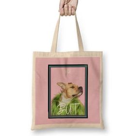 Humuts Nıce But Dog Lover Gift Bez Uzun Saplı Açık Bej Rengi Çanta
