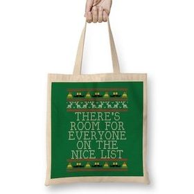 Humuts Nice List Elf Quote Christmas Kni Bez Uzun Saplı Açık Bej Rengi Çanta