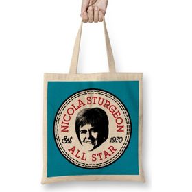 Humuts Nicola Sturgeon All Star Converse Logo Bez Uzun Saplı Açık Bej Rengi Çanta
