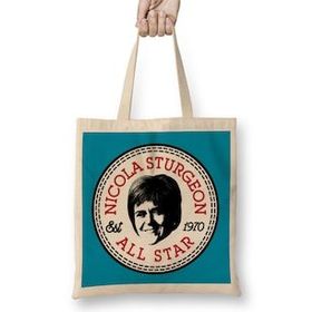 Humuts Nicola Sturgeon All Star Converse Logo Bez Uzun Saplı Açık Bej Rengi Çanta