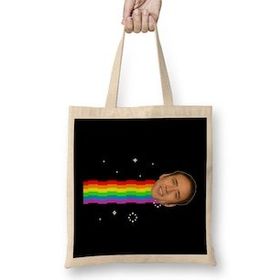 Humuts Nicolas Cage Nyan Cat Meme Bez Uzun Saplı Açık Bej Rengi Çanta