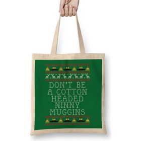 Humuts Ninny Muggins Elf Quote Christmas Knit Bez Uzun Saplı Açık Bej Rengi Çanta