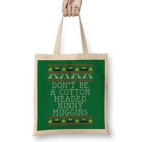 Humuts Ninny Muggins Elf Quote Christmas Knit Bez Uzun Saplı Açık Bej Rengi Çanta