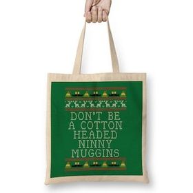Humuts Ninny Muggins Elf Quote Christmas Knit Bez Uzun Saplı Açık Bej Rengi Çanta