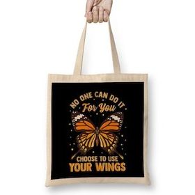 Humuts No One Can Do It For You Choose To Use Your Wings Bez Uzun Saplı Açık Bej Rengi Çanta