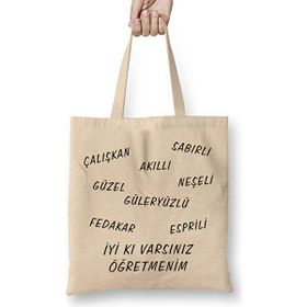 Humuts Öğretmen Günü Öğretmene Güzel Söz 01 Bez Kadın Günlük Çanta