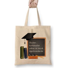 Humuts Öğretmenler Günü Öğretmene Hediye 010 Bez Kadın Günlük Çanta