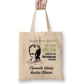 Humuts Öğretmenler Günü Öğretmene Hediye 012 Bez Kadın Günlük Çanta