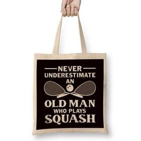 Humuts Old Man Squash Player Indoor Tennis Court Ball Sports Match Bez Kadın Günlük Çanta