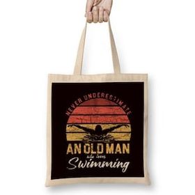 Humuts Old Man Swimmer Swimming Pool Retro Swim Water Sports Coach Bez Kadın Günlük Çanta