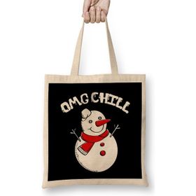Humuts Omg Chill Awesome Christmas Snowman Funny Pun Bez Kadın Günlük Çanta