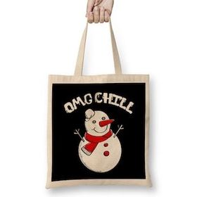 Humuts Omg Chill Awesome Christmas Snowman Funny Pun Bez Kadın Günlük Çanta