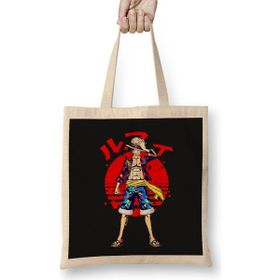 Humuts One Piece Luffy 03 Açık Bej Uzun Saplı Bez Çanta