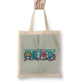 Humuts One Piece Luffy Straw Hat Pirate Sluffy Açık Bej Uzun Saplı Bez Çanta