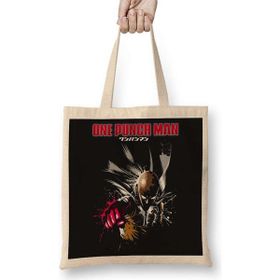 Humuts One Punch Man Açık Bej Uzun Saplı Bez Çanta