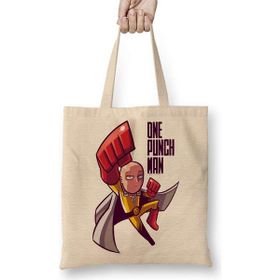 Humuts One Punch Man Açık Bej Uzun Saplı Bez Çanta