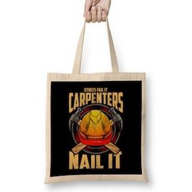 Humuts Others Fail It Carpenters Nail It Carpentering Pun Bez Uzun Saplı Açık Bej Rengi Çanta