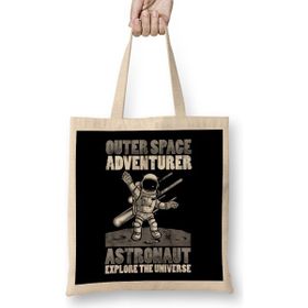 Humuts Outer Space Adventurer Astronaut Explore Universe Bez Uzun Saplı Açık Bej Rengi Çanta