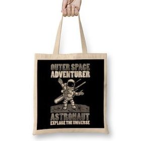 Humuts Outer Space Adventurer Astronaut Explore Universe Bez Uzun Saplı Açık Bej Rengi Çanta