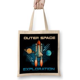 Humuts Outer Space Exploration Rocket Astronaut Bez Uzun Saplı Açık Bej Rengi Çanta