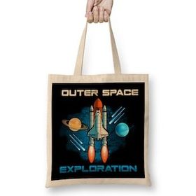Humuts Outer Space Exploration Rocket Astronaut Bez Uzun Saplı Açık Bej Rengi Çanta