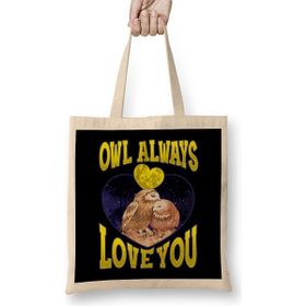 Humuts Owl Always Love You Adorable Owl Pun Bez Uzun Saplı Açık Bej Rengi Çanta