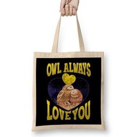 Humuts Owl Always Love You Adorable Owl Pun Bez Uzun Saplı Açık Bej Rengi Çanta