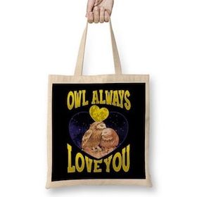 Humuts Owl Always Love You Adorable Owl Pun Bez Uzun Saplı Açık Bej Rengi Çanta