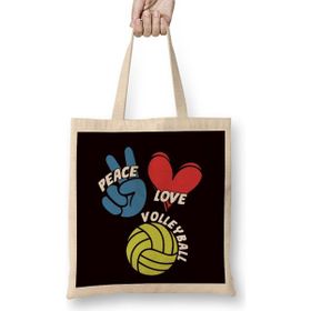 Humuts Peace Love Volleyball Player Game Team Coach Setter Training Bez Çanta