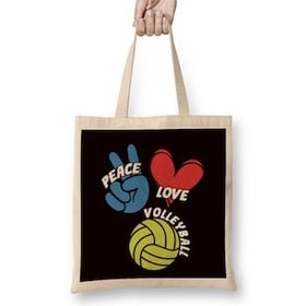 Humuts Peace Love Volleyball Player Game Team Coach Setter Training Bez Çanta
