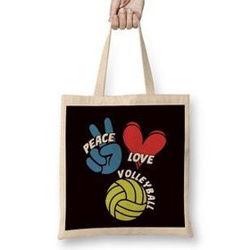 Humuts Peace Love Volleyball Player Game Team Coach Setter Training Bez Çanta