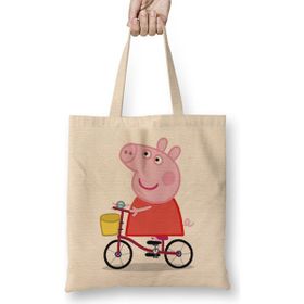 Humuts Peppa Pig Bir Bisiklette Peppa Pig Bez Çanta