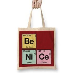 Humuts Periodic Table Element Of Being Nice Bez Uzun Saplı Açık Bej Rengi Çanta