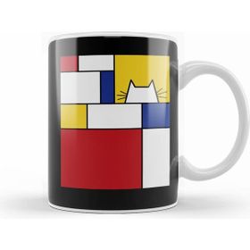 Humuts Piet Mondrian İnspired Cat Kedi Kupa