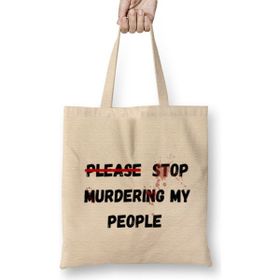 Humuts Please Stop Murderıng My People Makhia Bryant Bez Uzun Saplı Açık Bej Rengi Çanta