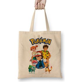 Humuts Pokemon Hepsi Açık Bej Uzun Saplı Bez Çanta