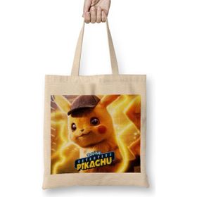 Humuts Pokemon Pikachu Açık Bej Uzun Saplı Bez Çanta