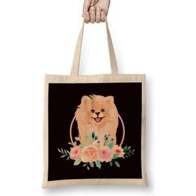 Humuts Pomeranian Flowers Pommy Pom Dog Breed German Spitz Puppy Bez Kadın Günlük Çanta