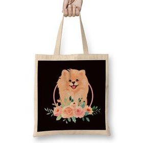 Humuts Pomeranian Flowers Pommy Pom Dog Breed German Spitz Puppy Bez Kadın Günlük Çanta