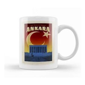 Humuts Porselen Beyaz Başkent Ankara ve Anıtkabir Kupa Bardak